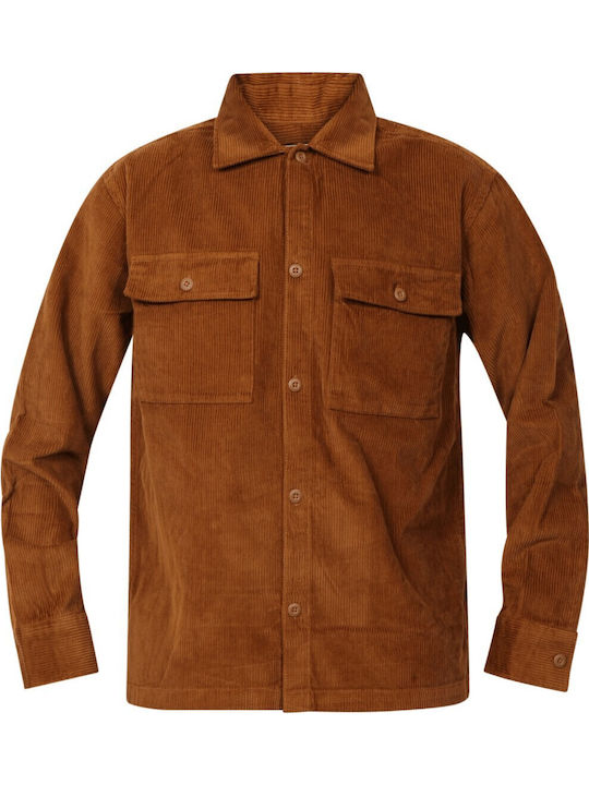 Long Sleeve Corduroy Overshirt Tan