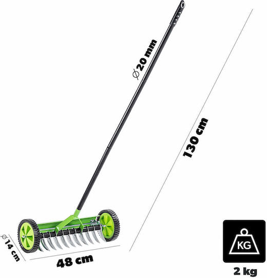 Kadax Scarifier Manual One-Sided On Wheels Lawns 140 X 48 Cm Green