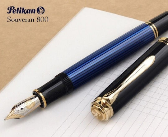 Pelikan Souveran M800 Πένα Γραφής Broad με Μαύρο Μελάνι