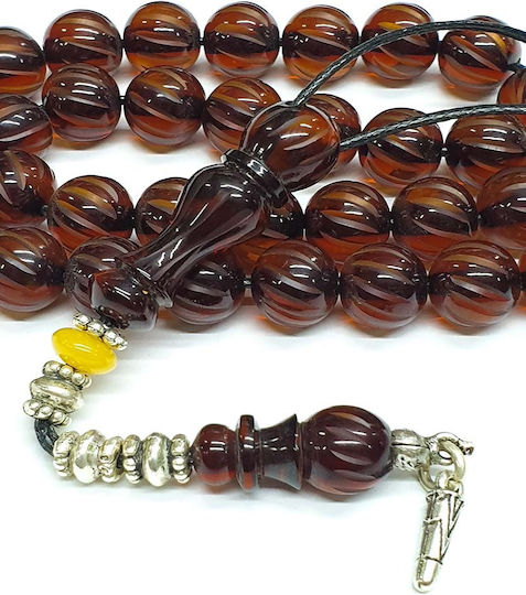 Roloi Komboloi Graven Mastic Worry Beads with 33 Beads Honey 33cm