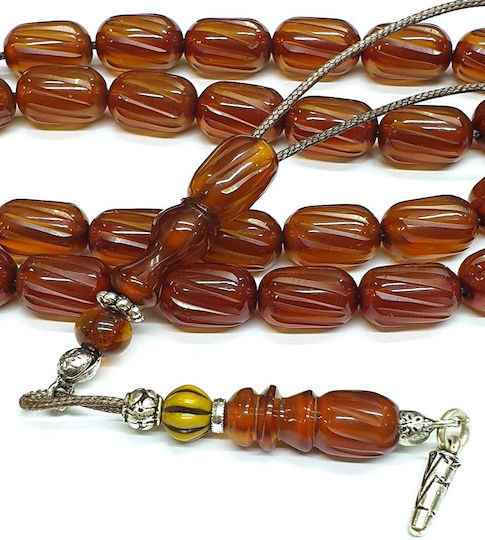 Roloi Komboloi Graven Mastic Worry Beads with 33 Beads Honey 39cm
