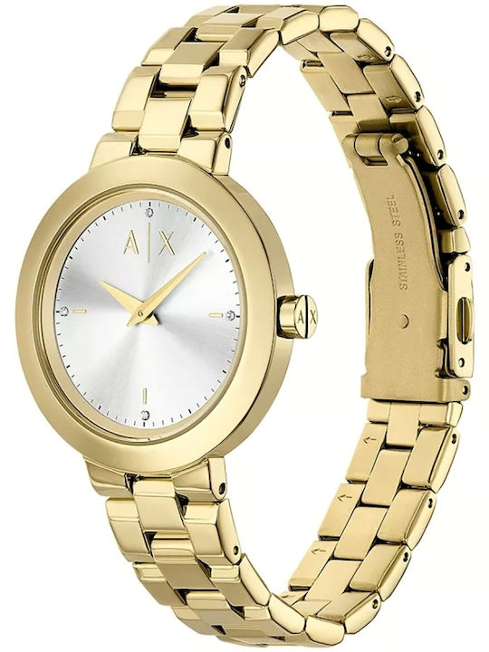 Armani Exchange Γυναικείο Ρολόι 36mm Μπαταρίας με Χρυσό Μεταλλικό Μπρασελέ