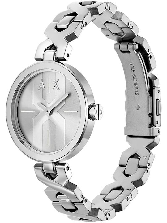 Armani Exchange Γυναικείο Ρολόι 32mm Μπαταρίας με Ασημί Μεταλλικό Μπρασελέ