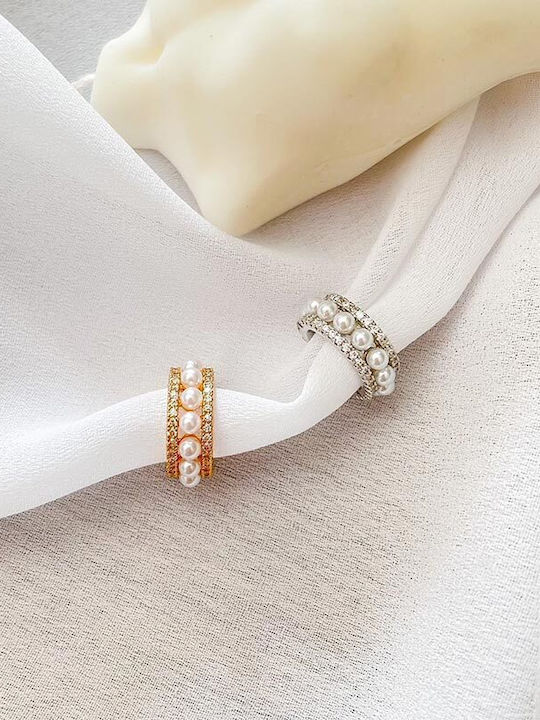 Σκουλαρίκι Ear Cuff Πέρλες Ζιργκόν Pearl Cuff Gold Σκουλαρίκι Ear Cuff Πέρλες Ζιργκόν Pearl Cuff Gold