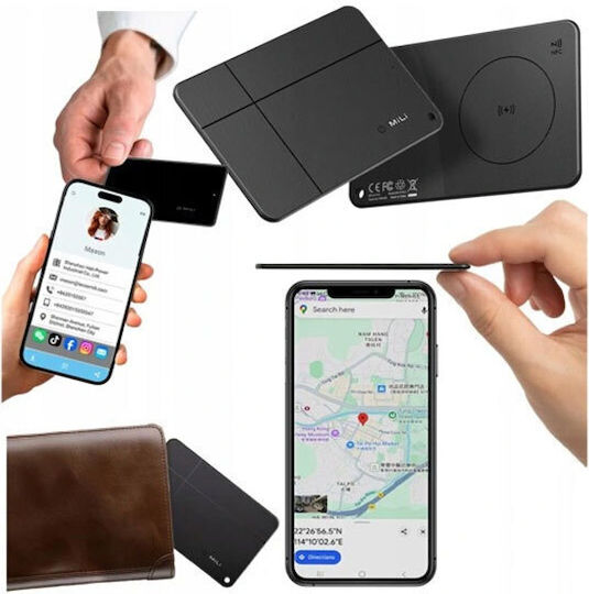MiLi MiCard Duo Apple Find My & Google Find Hub Black Rechargeable