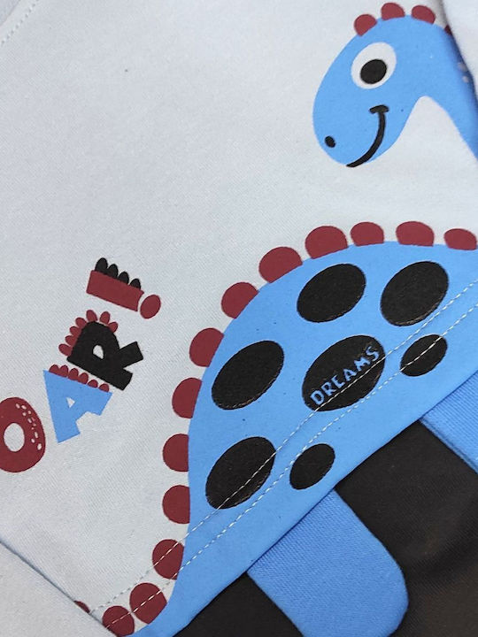 Dreams by Joyce Kids Nightwear Winter Light Blue-Charcoal Dinosaur