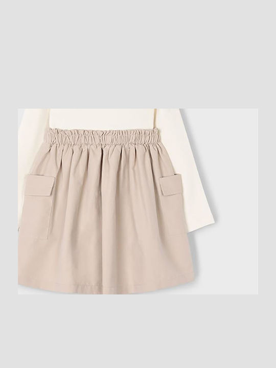 Girls Dress Long Sleeve with Top Beige