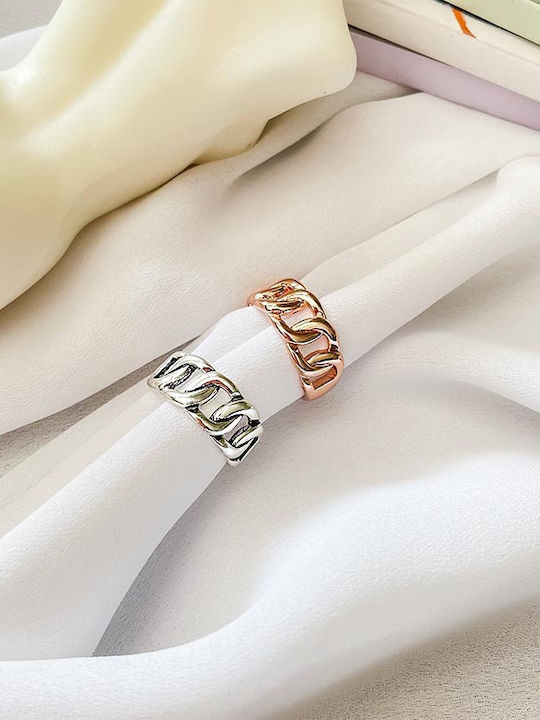 Δαχτυλίδι Επιχρυσωμένο Ασήμι 925 Chain Rose Gold