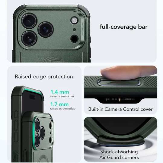 ESR Cyber Halolock Umschlag Rückseite Silikon Grün (iPhone 17 Pro Max)