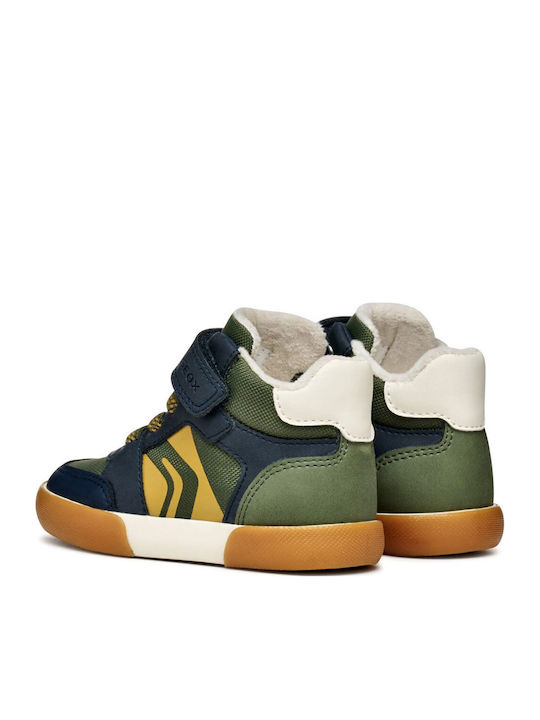 Gisli Παιδικά Sneakers High Ανατομικά με Σκρατς Χακί