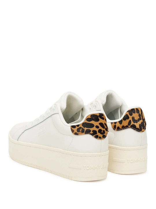 Флатформи Sneakers Εκρού Λεοπαρ