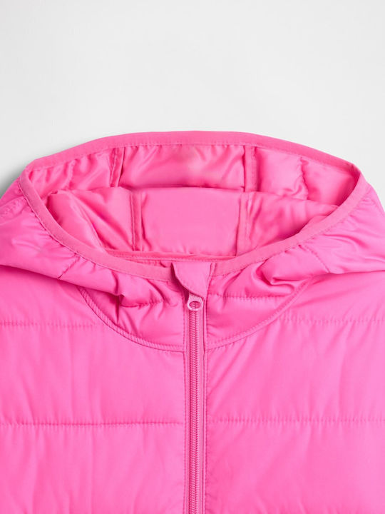 Waterproof Kids' Quilted Jacket Long with Hood Phoebe Pink Coldcontrol