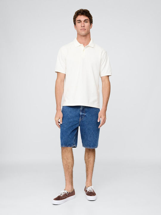 Polo Herrenbluse Kurzarm Off-White