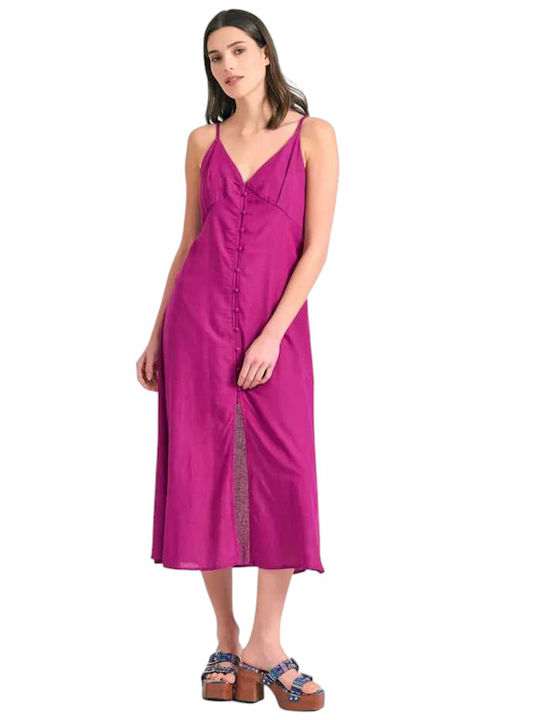 Summer Midi Shirt Dress Purple