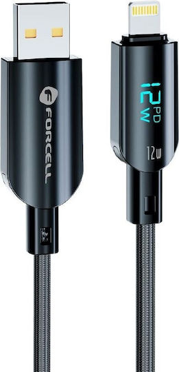 Forcell USB-C to Lightning Cable 12W Black 1.2m