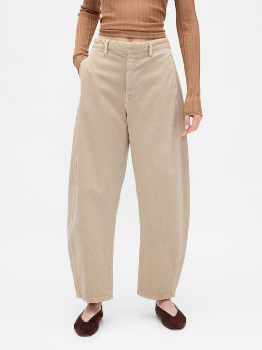 Women's Fabric Trousers Wicker Beige