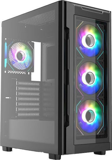 Supercase UR16A-G – Uriel Gaming Midi Tower Κουτί Υπολογιστή με Πλαϊνό Παράθυρο και RGB Φωτισμό Μαύρο