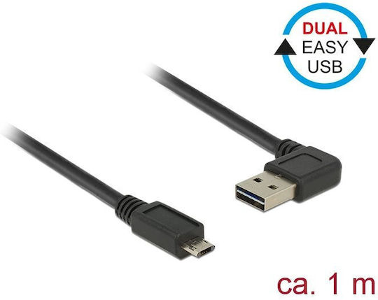 DeLock Angle (90°) USB 2.0 to micro USB Cable Μαύρο 1m 85165 1τμχ