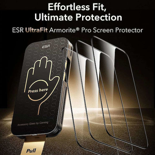 ESR Corning Ultrafit Tempered Glass 3buc (iPhone 17 / 17 Pro / 16 Pro)
