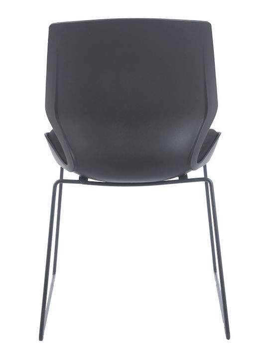 Chair Visitor Genuine with Arms in Black Color 47x52x85cm 1pcs