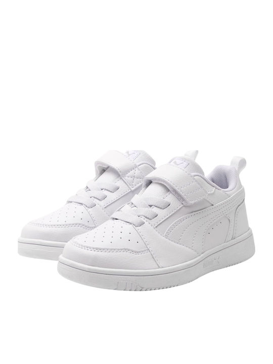 Rebound V6 Kids Sneakers with Hoop & Loop Closure White