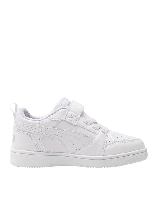 Rebound V6 Kids Sneakers with Hoop & Loop Closure White