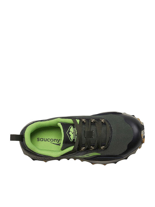 Peregrine 12 Shield Waterproof Kids Sports Shoes Running with Laces Black / Lime