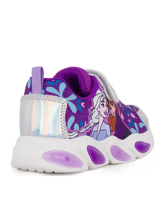 Frozen Παιδικά Sneakers με Σκρατς & Φωτάκια Μωβ