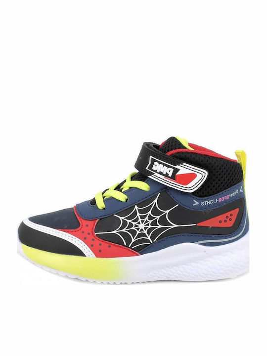 Παιδικά Sneakers High Ανατομικά με Σκρατς & Φωτάκια Πολύχρωμα