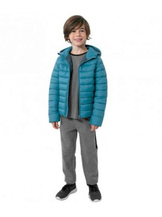 Kids' Quilted Jacket Short with Hood Blue