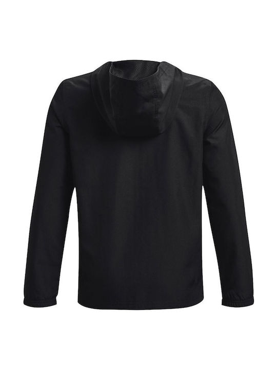 Kids' Sports Jacket Short Windproof with Hood Black