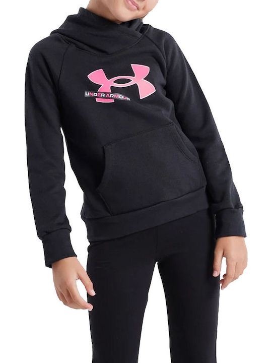 Fleece Παιδικό Φούτερ με Κουκούλα και Τσέπες Μαύρο Rival