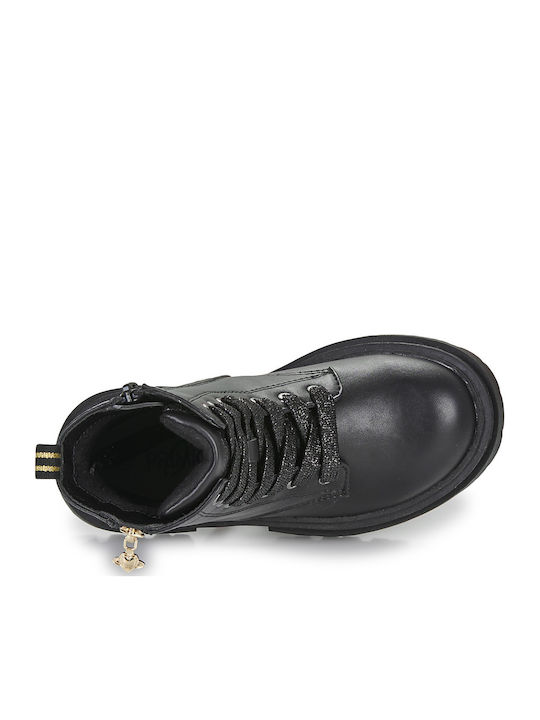 Leather Kids Boots with Zipper Black