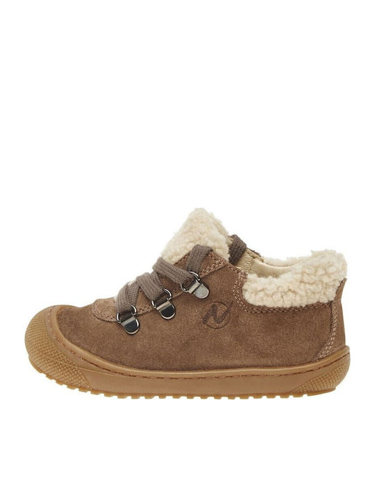 Suede Kids Boots with Laces Brown