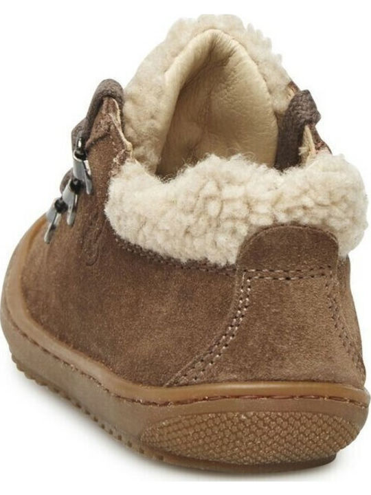 Suede Kids Boots with Laces Brown