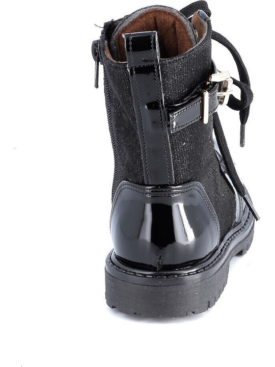 Kids Boots from Patent Leather with Zipper Black