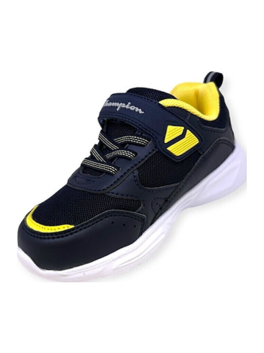Wave Kids Sneakers with Hoop & Loop Closure and Lights Navy Blue