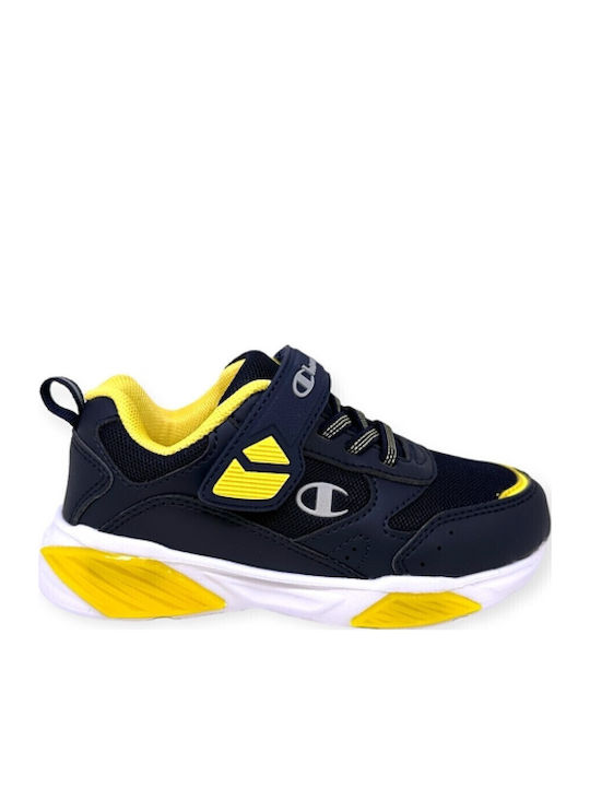 Wave Kids Sneakers with Hoop & Loop Closure and Lights Navy Blue