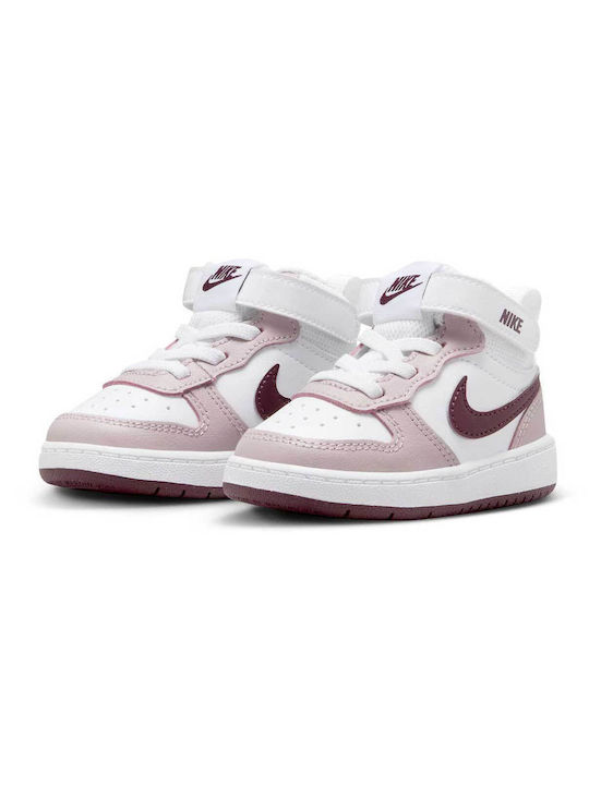 Court Court Borough Mid 2 Kids Sports Shoes with Hoop & Loop Closure White