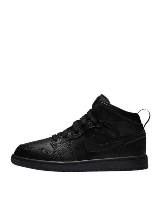 1 Mid PS Kids Sports Shoes Basketball with Laces Black