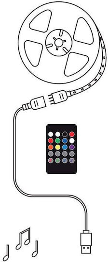 Modee Lighting LED-Streifen USB 5V RGB Licht 2m mit Netzteil & Fernbedienung