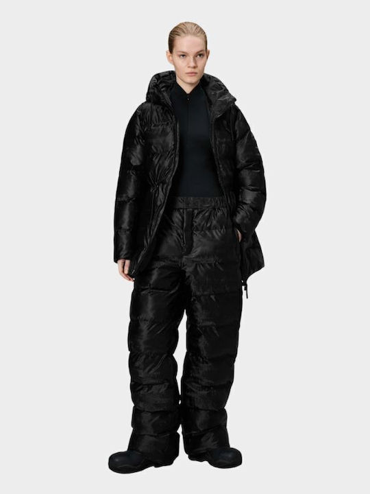 Alta Women's Long Puffer Jacket Waterproof for Winter with Hood Black