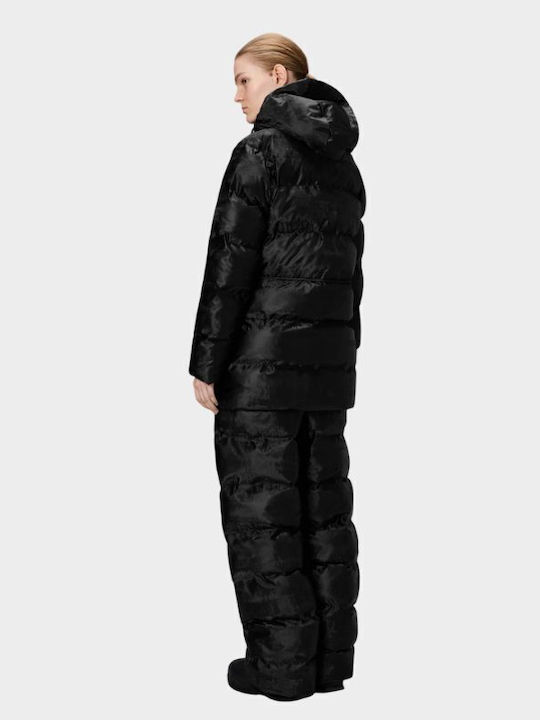 Alta Women's Long Puffer Jacket Waterproof for Winter with Hood Black