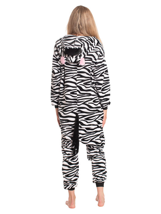 Pijama Onesie De Iarnă Pentru Femei Negru Și Alb