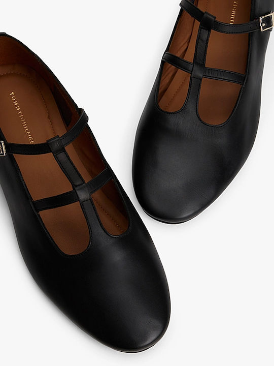 Leather Pointy Ballerinas Black