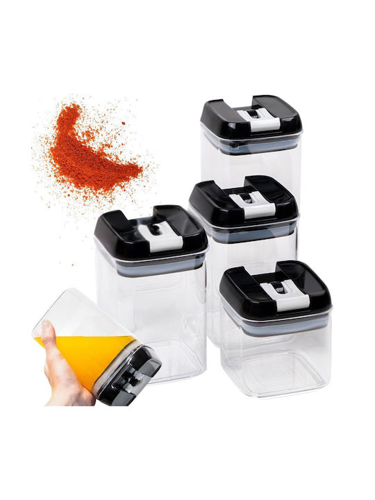 Verk Group Set 4 Bucăți Vaze Utilizare Generală cu Capac Ermetic Plastic Maro 1200ml 4 Bucăți