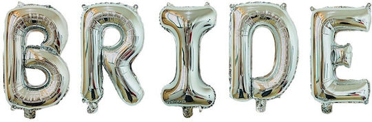 Set Baloane Folie Metalică Flippy Mireasă Design Scrisoare 100 Cm Scrisori Tematică Dragoste Baloane Petrecere Ambalaj Individual Inclus Pai Umflare Aer Heliu Argintiu