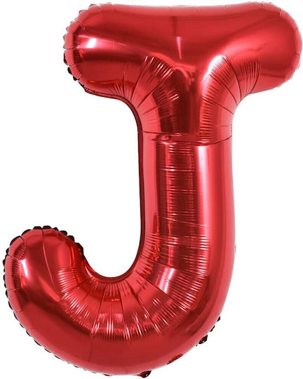 Baloane Litera J Folie Metalizată Flippy 40 Cm Umflat Heliu Aer Ambalaj Individual Pai Inclus Roșu
