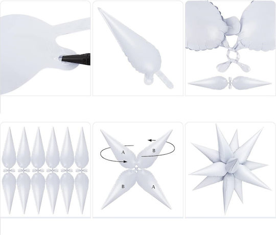 Baloane Metalizat Folie Flippy 3D Stea Formă 66 Cm Ambalaj Individual Pai Inclus Balon Gonflabil Aer Heliu Argintiu