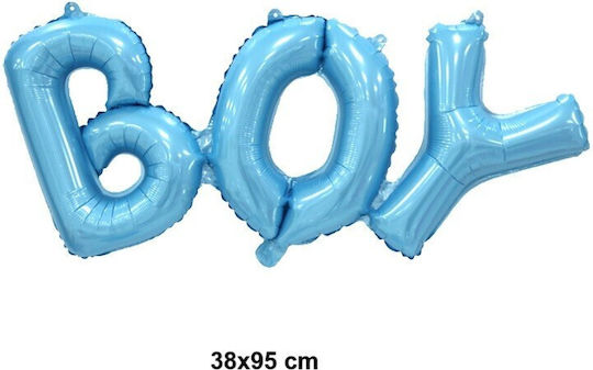 Set Baloane Folie Metalizată Flippy Design Litere Băiat 38x95 Cm Tematică Petrecere Pentru Bebeluşi Baloane Ambalaj Individual Paie Inclusă Umflare Aer Heliu Albastru